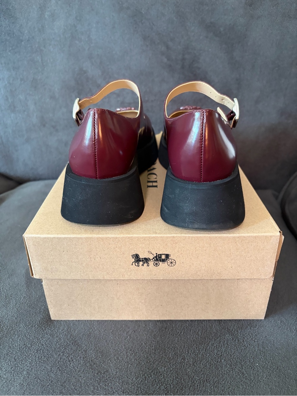Coach Burgundy and Black Platform Maryjane Shoes